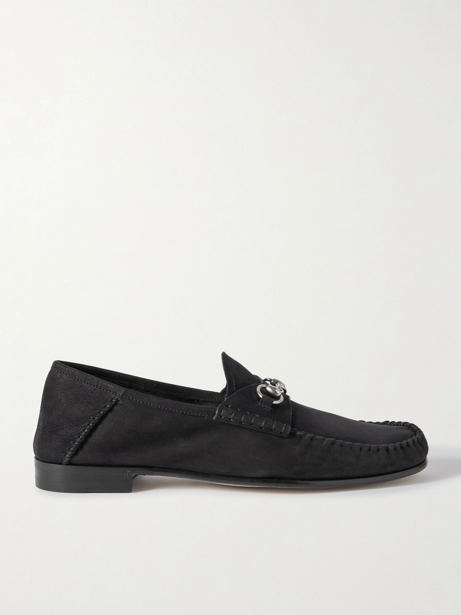 Gigi horsebit-detailed suede loafers Black - 1