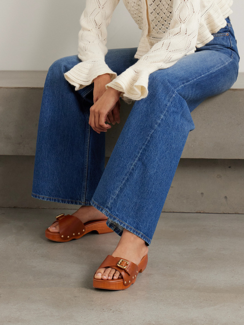 Chloé Jeannette Embellished Leather Mules outlook