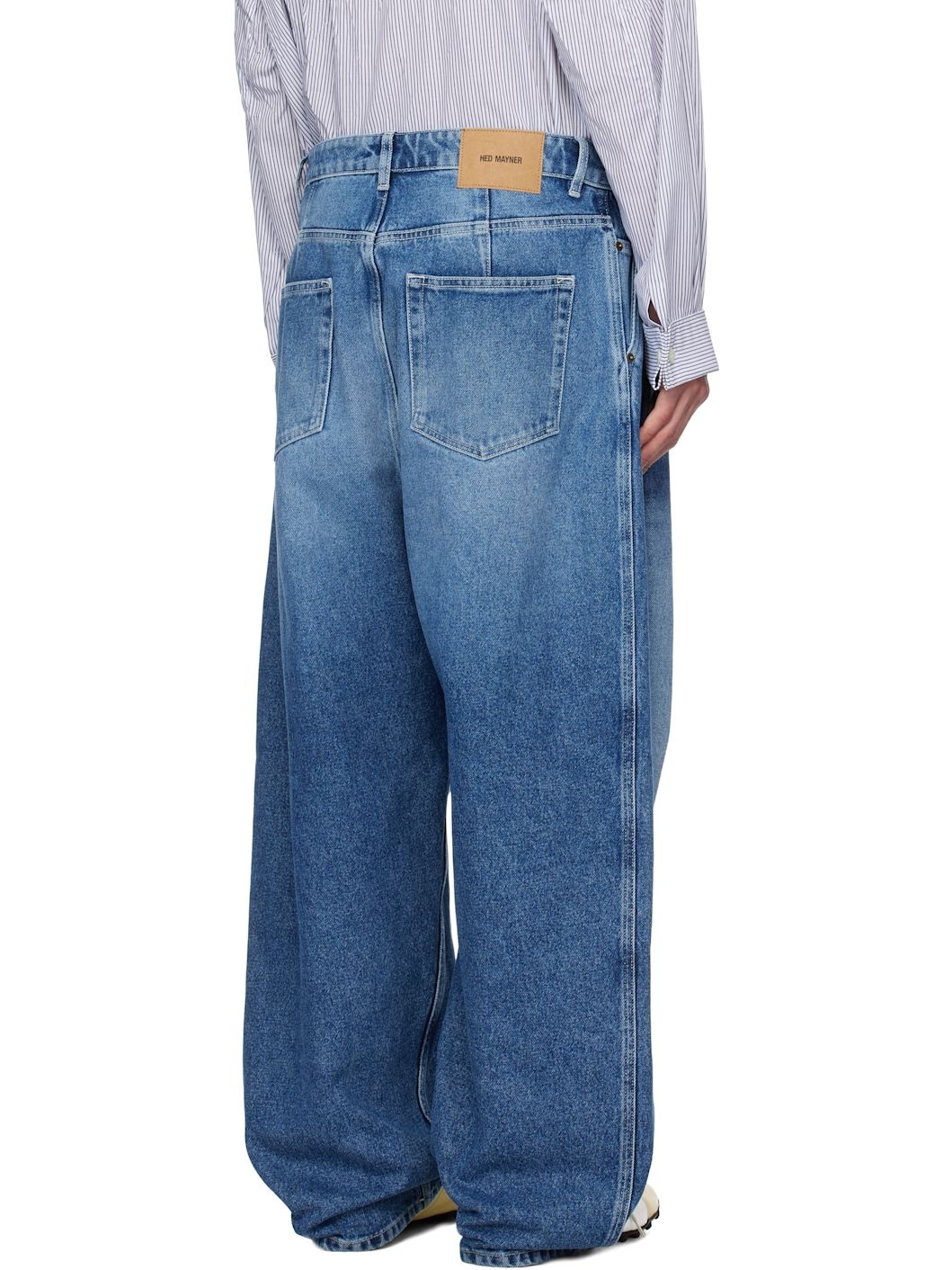 Blue Pleated Jeans - 3