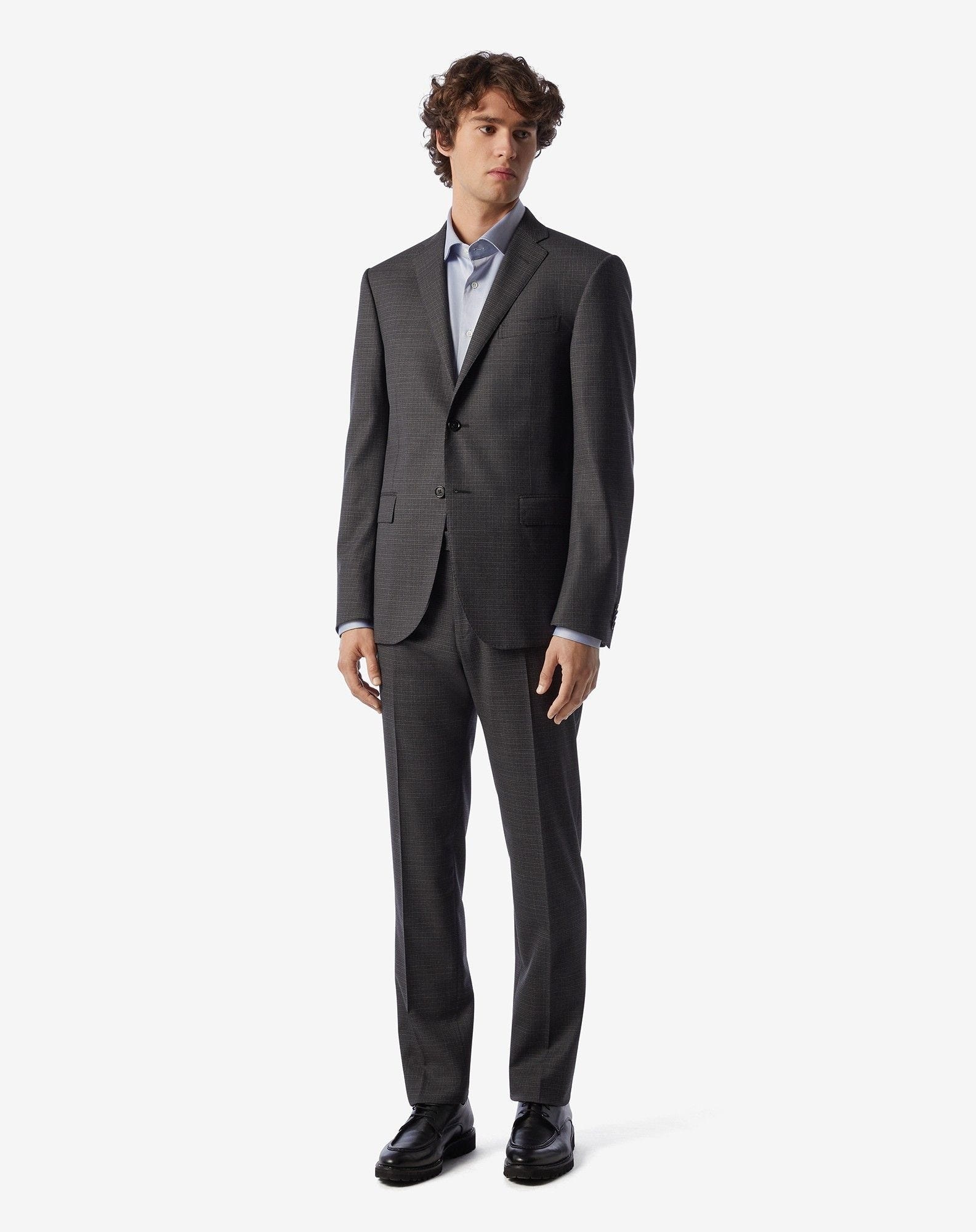 Grey stretch wool suit with micro-pattern - 2