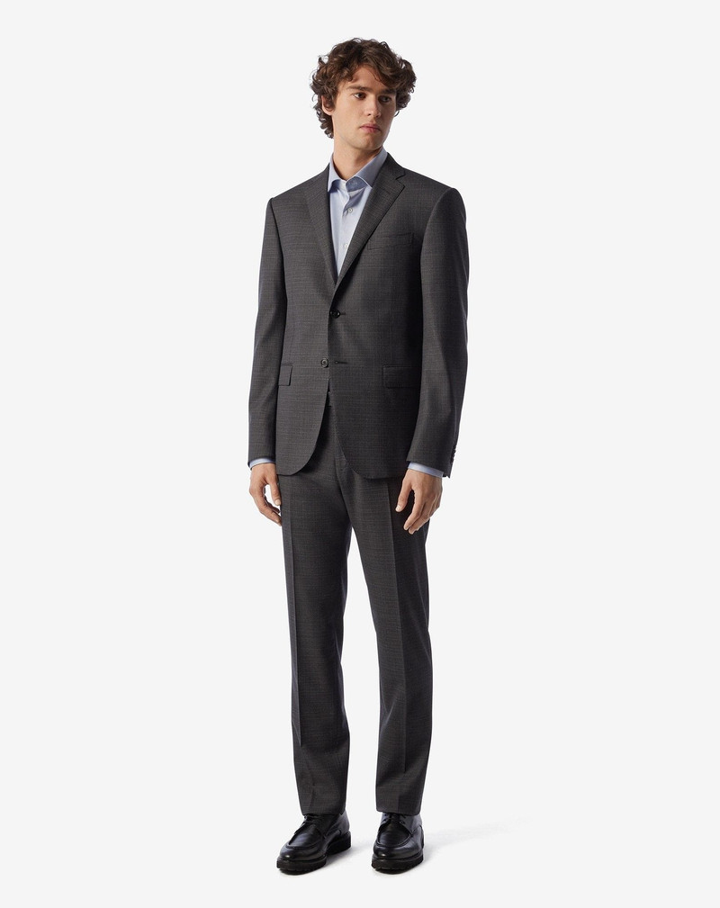 CORNELIANI Grey stretch wool suit with micro-pattern outlook