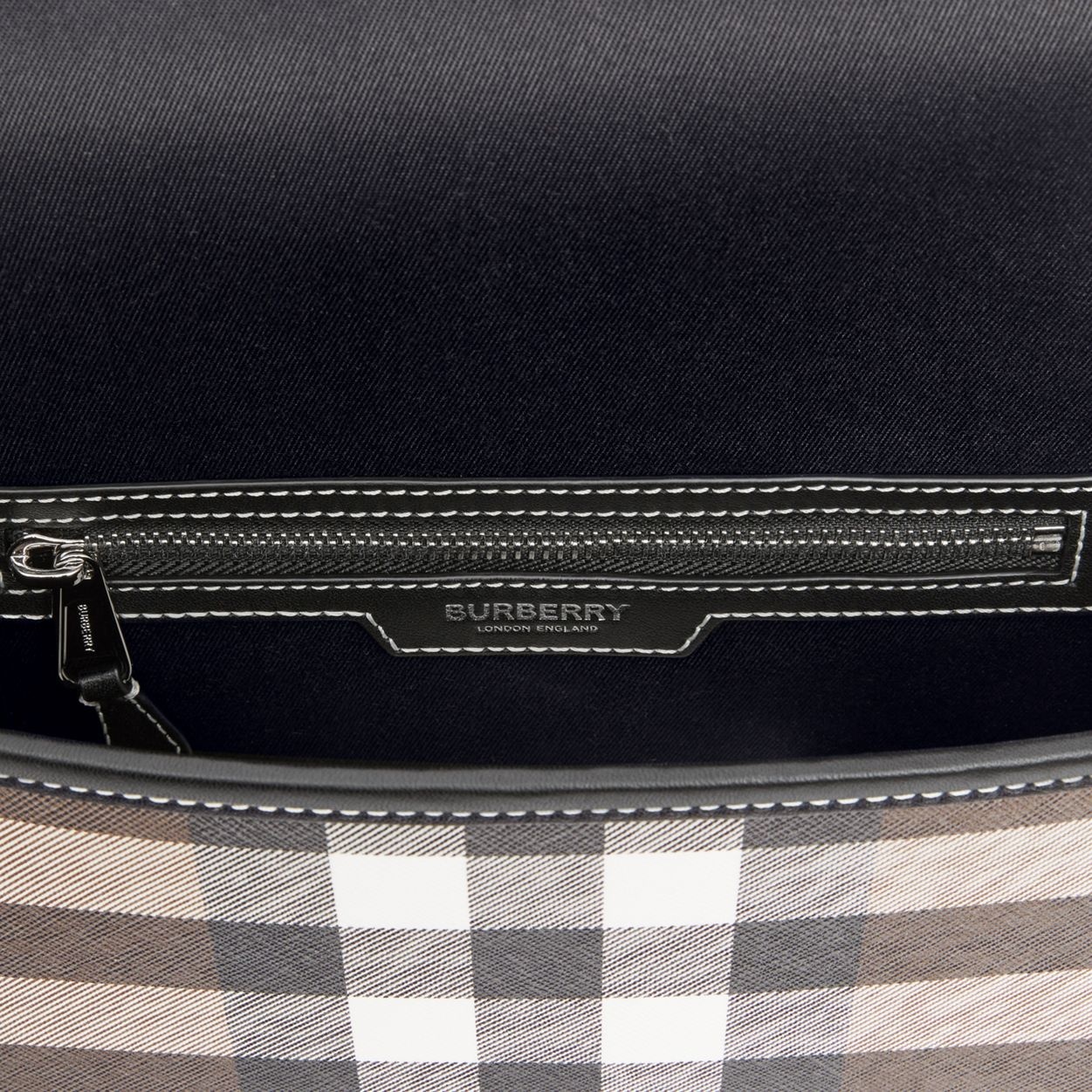 Check Print and Leather Messenger Bag - 11