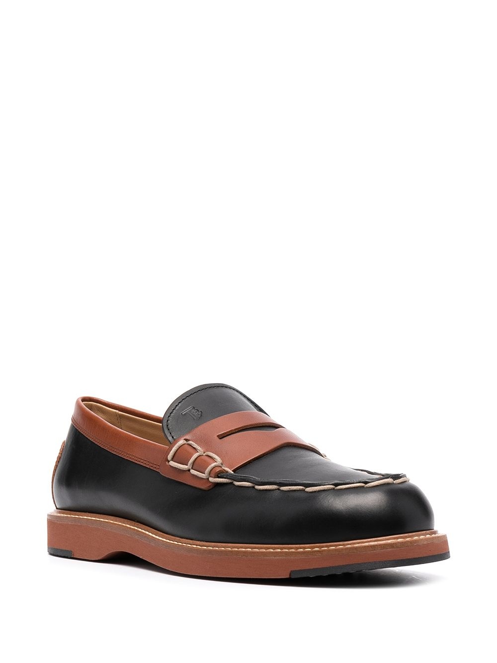 two-tone leather loafers - 2