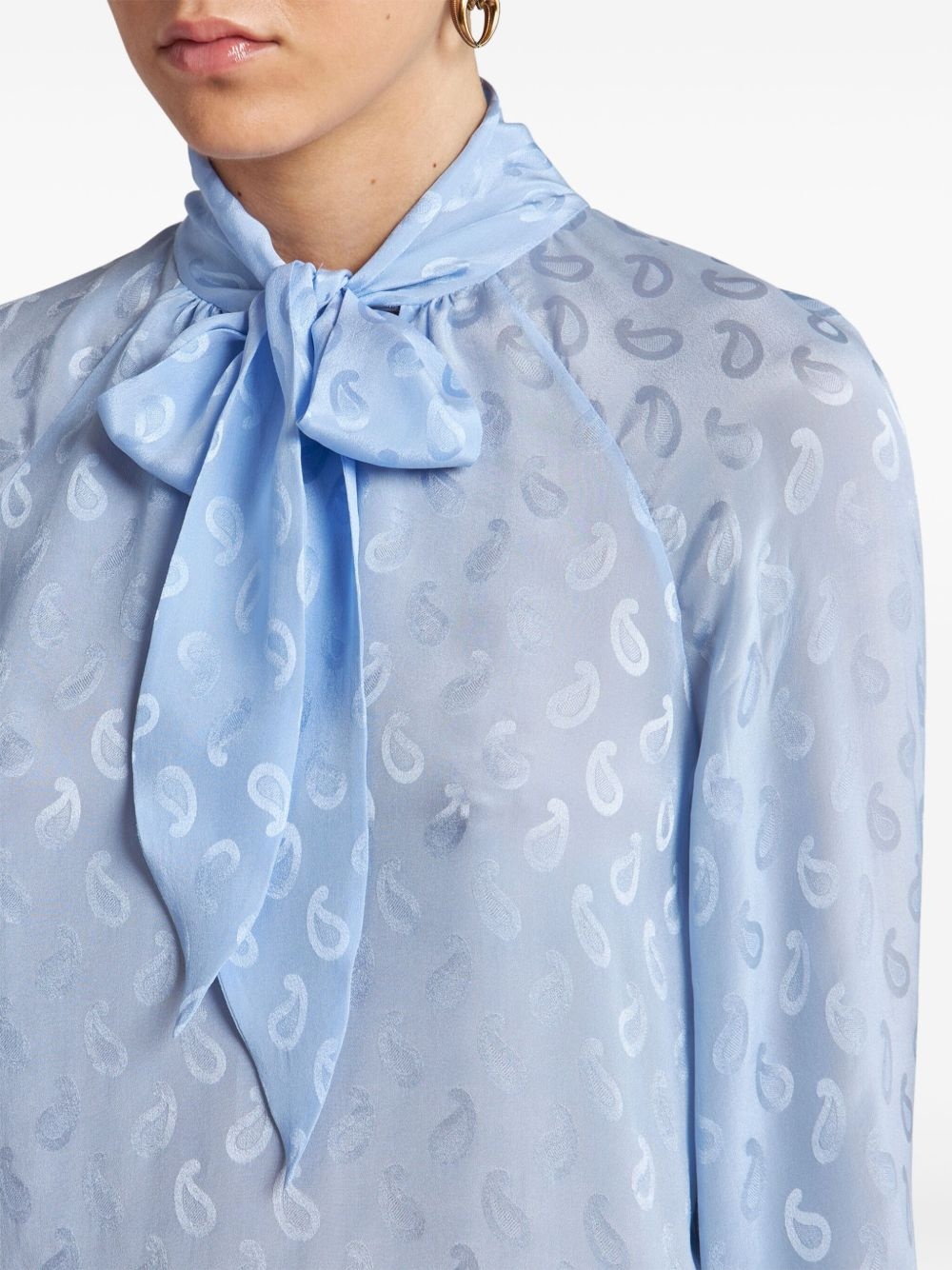 paisley-jacquard silk blouse - 4
