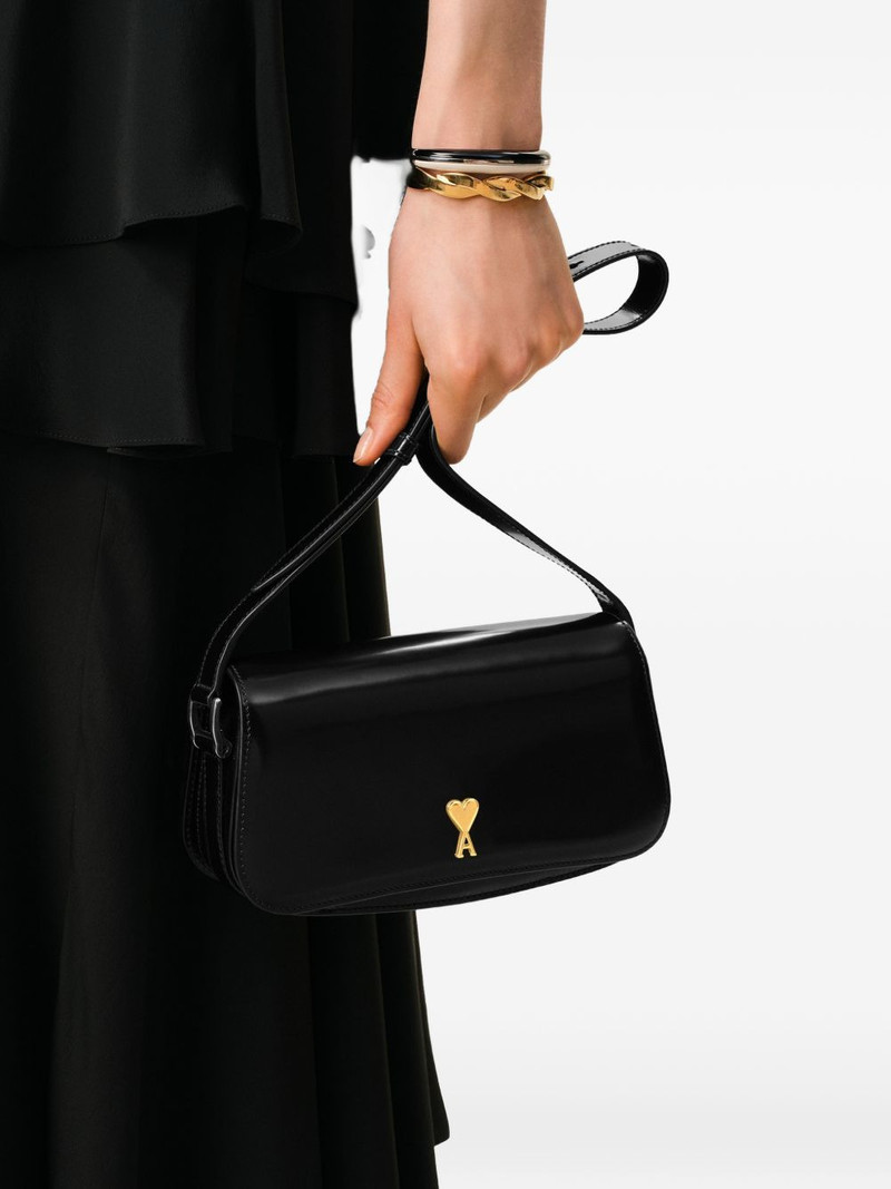 AMI Paris heart stud leather shoulder bag outlook