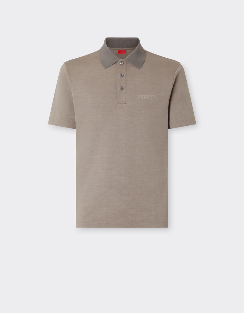 Cotton polo shirt with Ferrari logo 1
