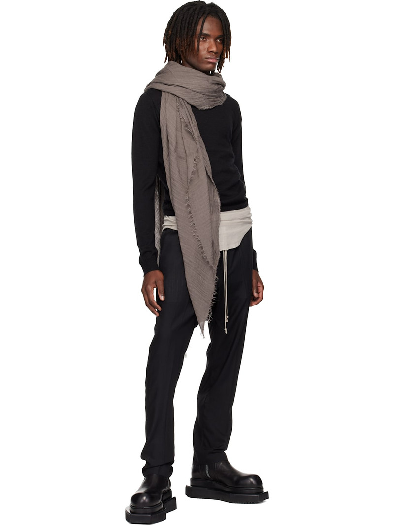 Rick Owens Black Temple Drawstring Slim Long Trousers outlook