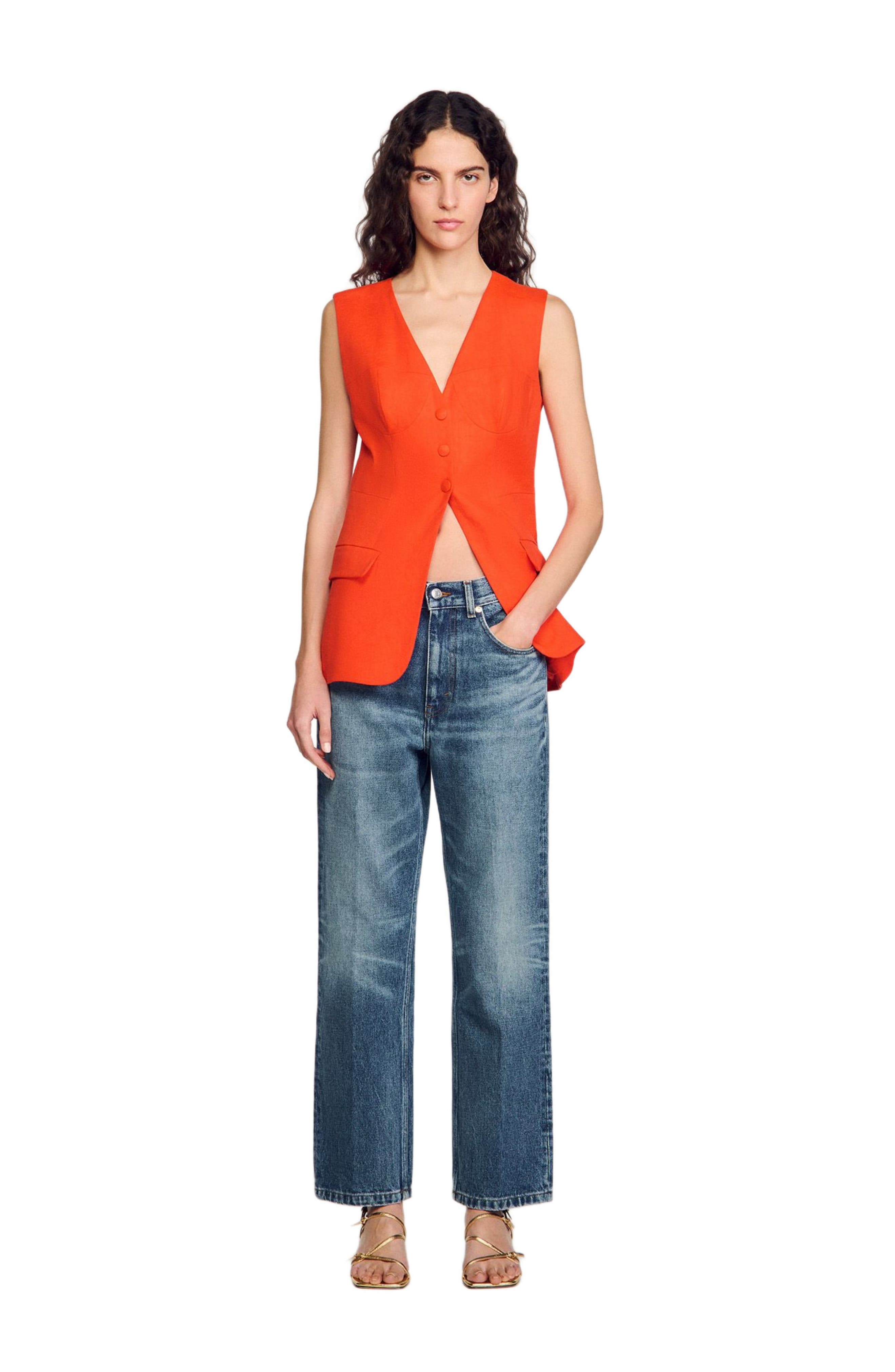SANDRO Sleeveless jacket in Orange at Nordstrom - 6