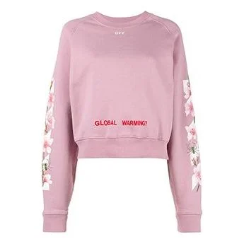 (WMNS) Off-White C O Virgil Abloh FW Cherry Blossom Crop Cotton Sweatshirt OWBA026E170030502788 - 1