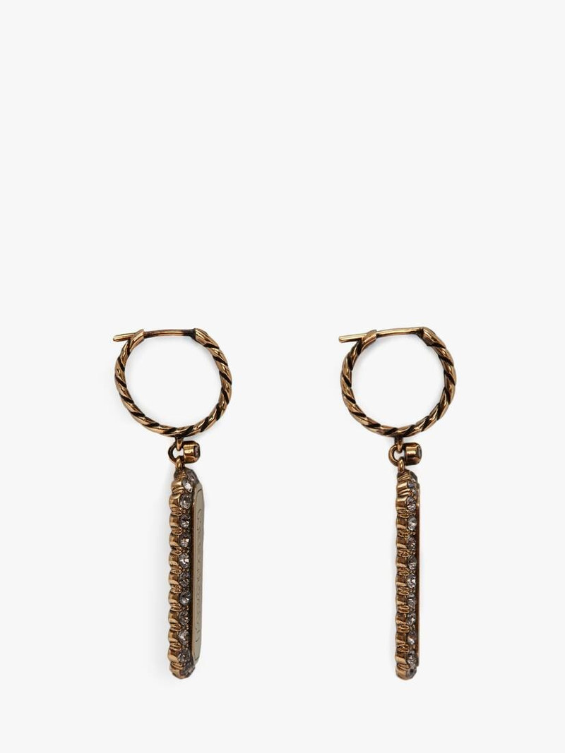 Alexander McQueen Mcqueen Graffiti Pave Hoop Earrings in Antique Gold outlook