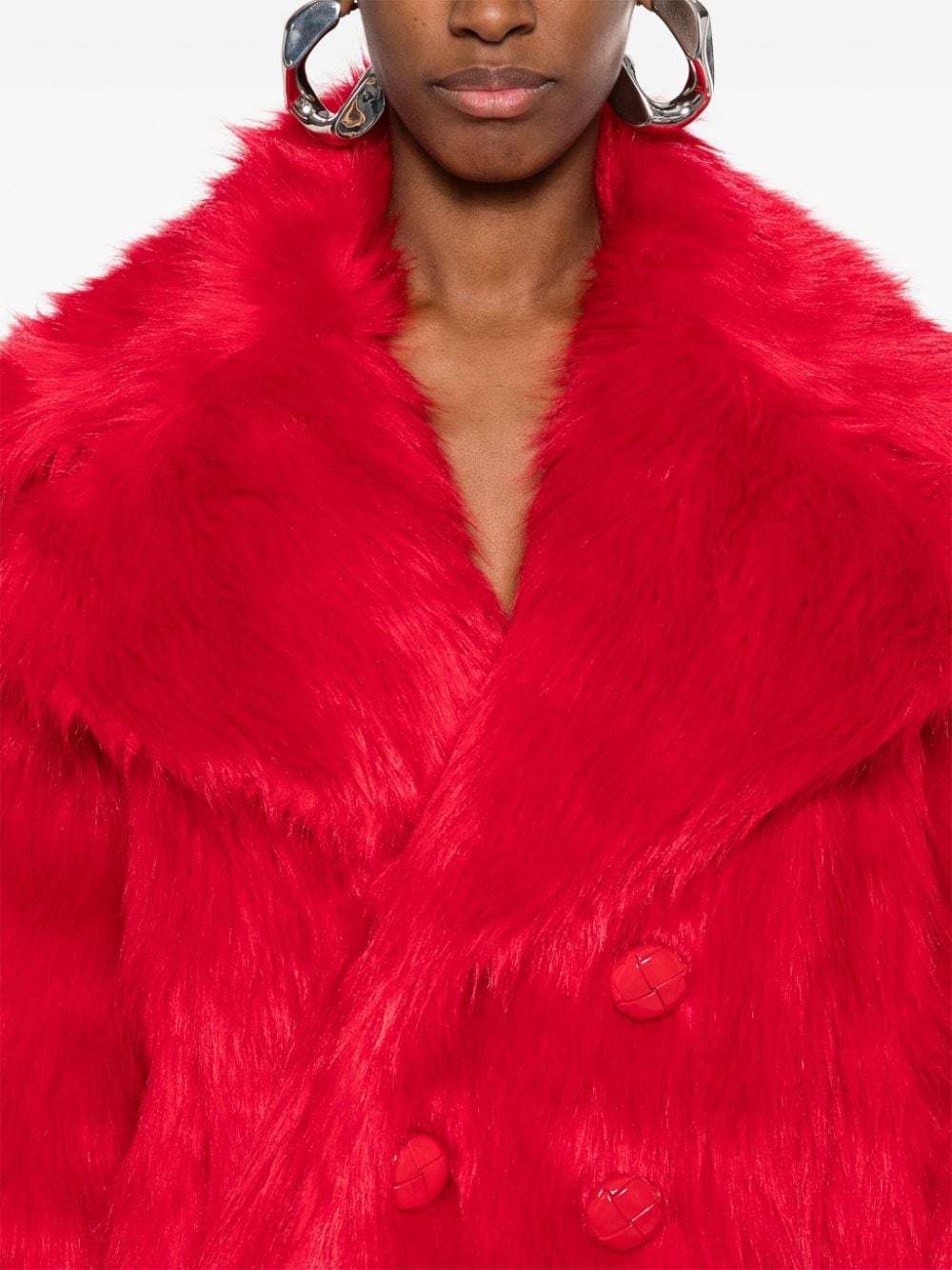 double-breasted faux-fur jacket - 5