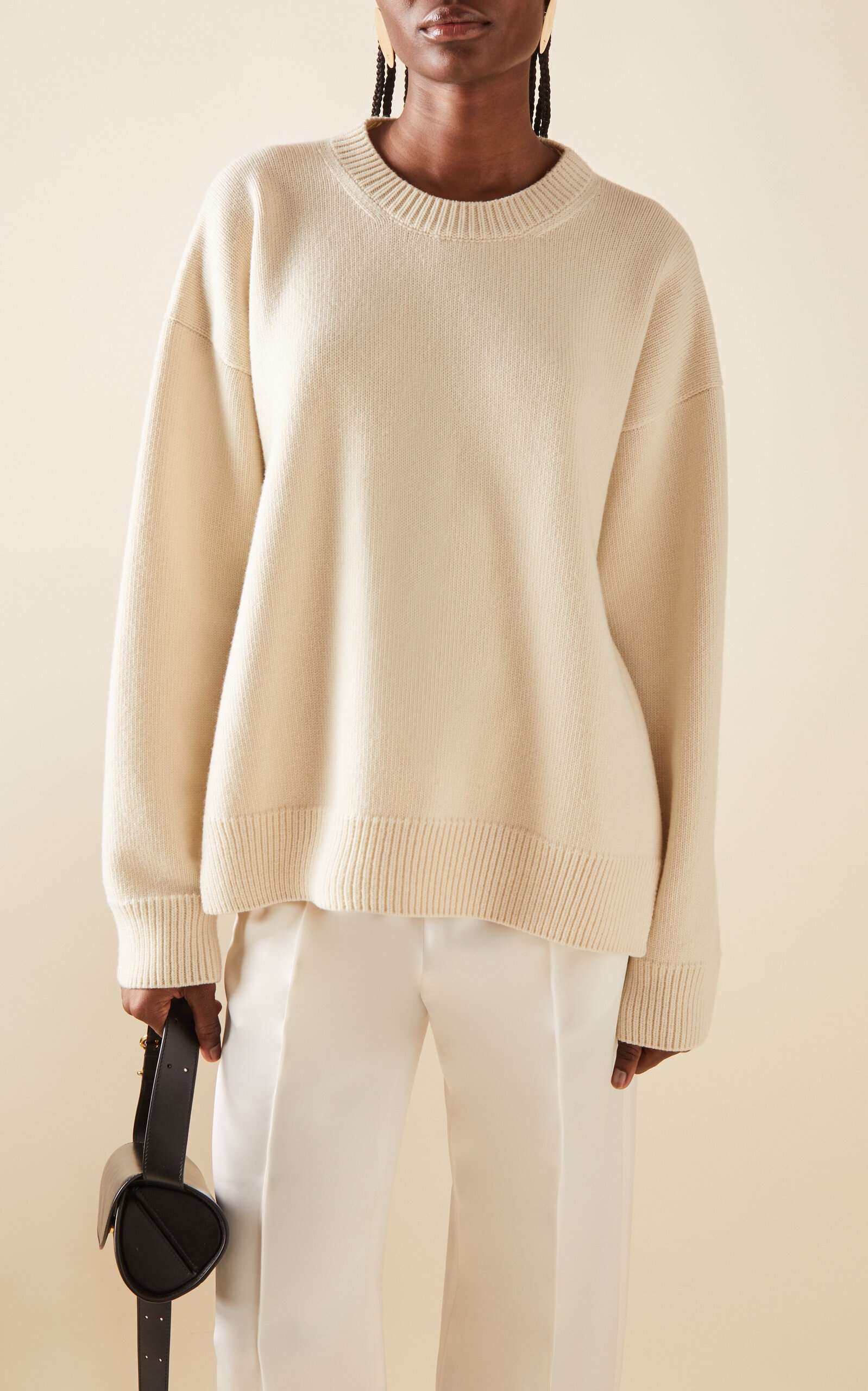 Knit Wool-Cashmere Sweater ivory - 3