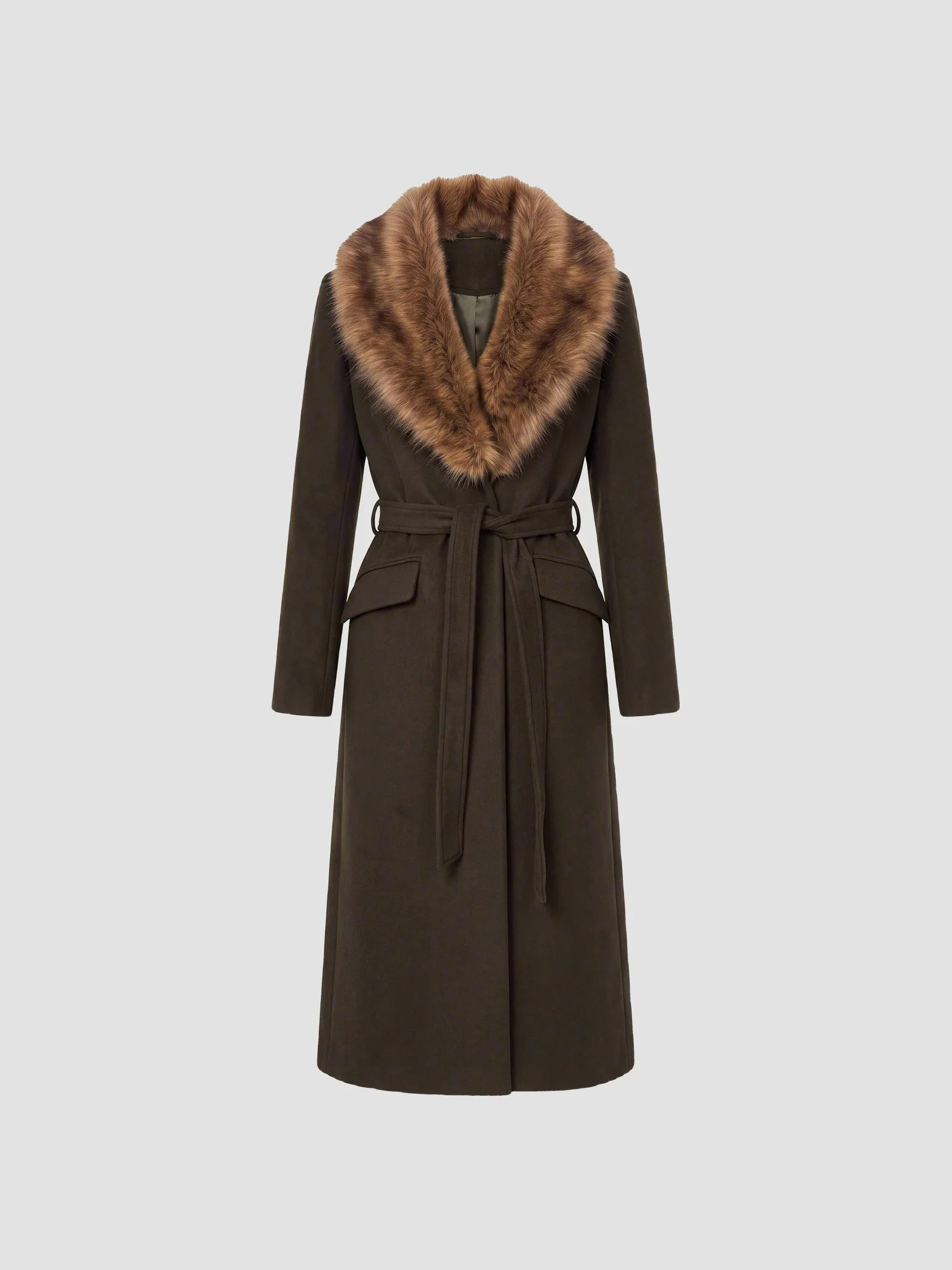 Women's Mae Faux Fur-Trimmed Coat - Olive - 1