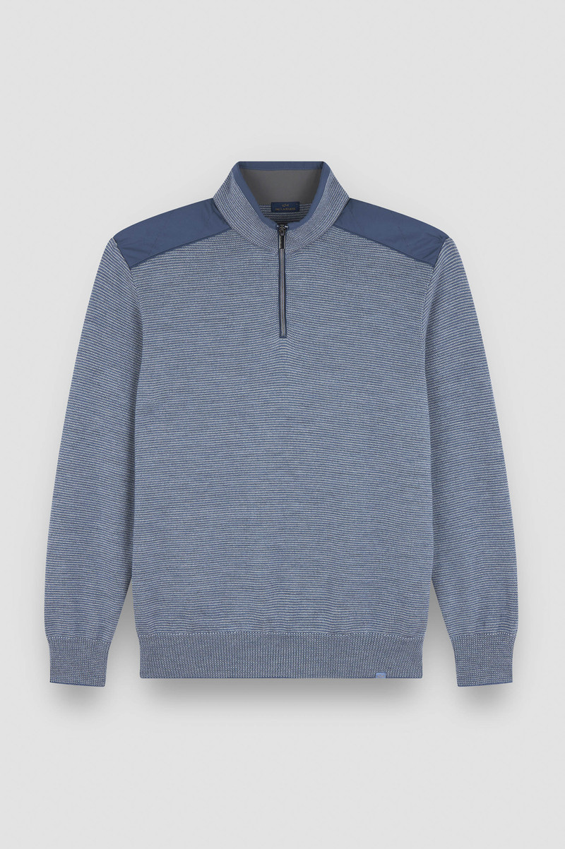 SOFT COOL TOUCH WOOL HALF ZIP SWEATER WITH TYPHOON® PLATINUM DETAILS 1