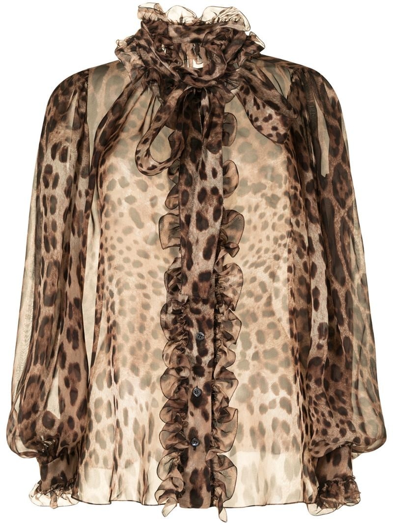 leopard-print silk shirt - 1