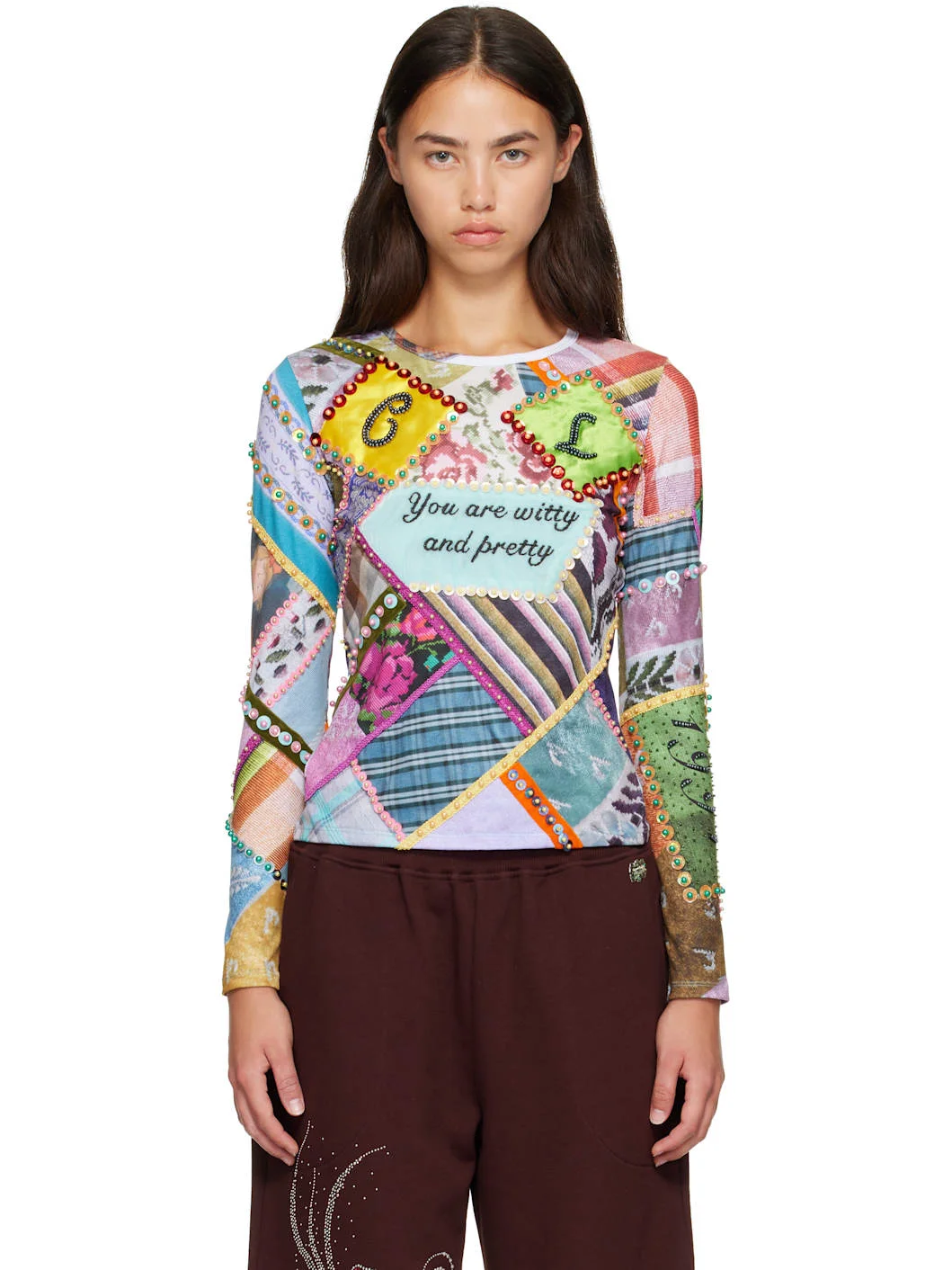 Multicolor 'Witty' Beaded Jersey Top - 1