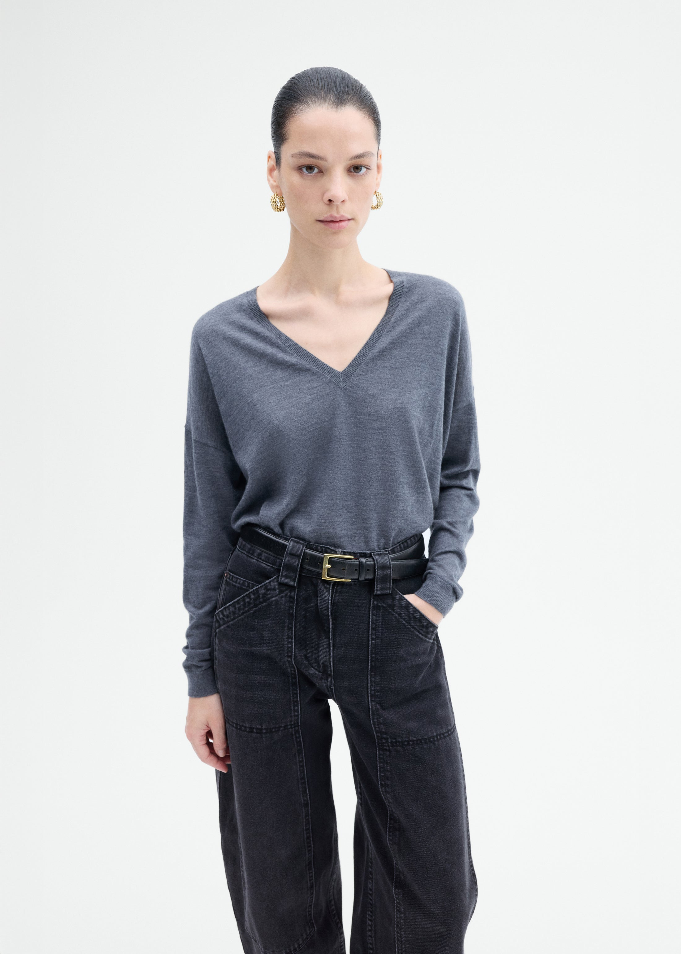 V-Neck Sweater in Fine Cashmere - 3