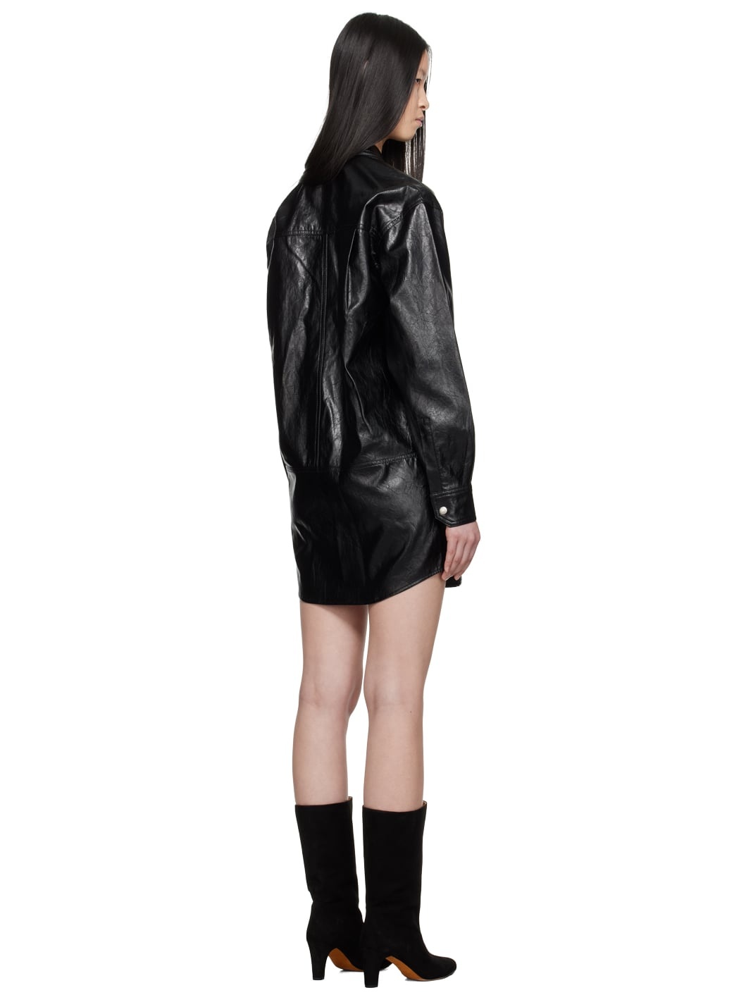 Black Ayali Faux-Leather Minidress - 3