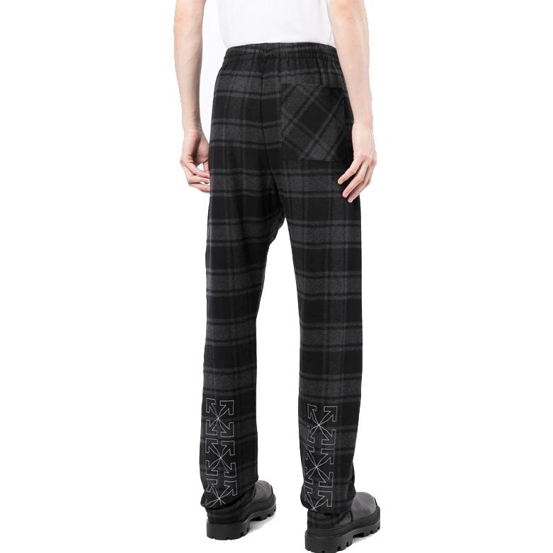 Men's Off-White SS22 Plaid Straight Casual Pants/Trousers Black OMCA228C99FAB0010501LIGHT - 3