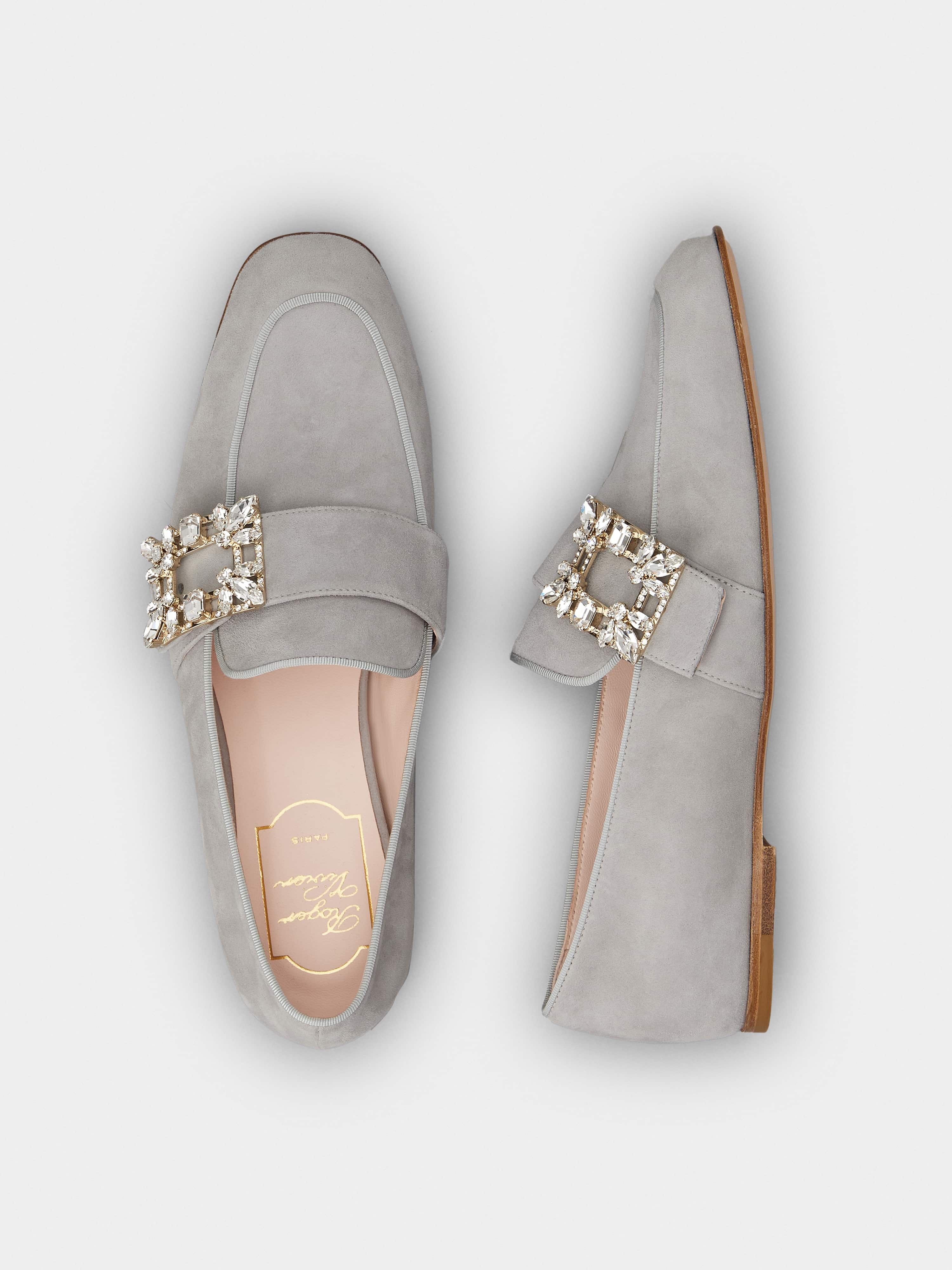 Roger Vivier Mini Broche Vivier Buckle Loafers in Suede