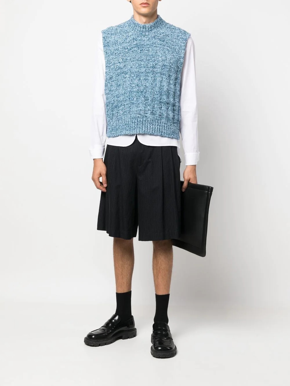 mock neck knitted vest - 3