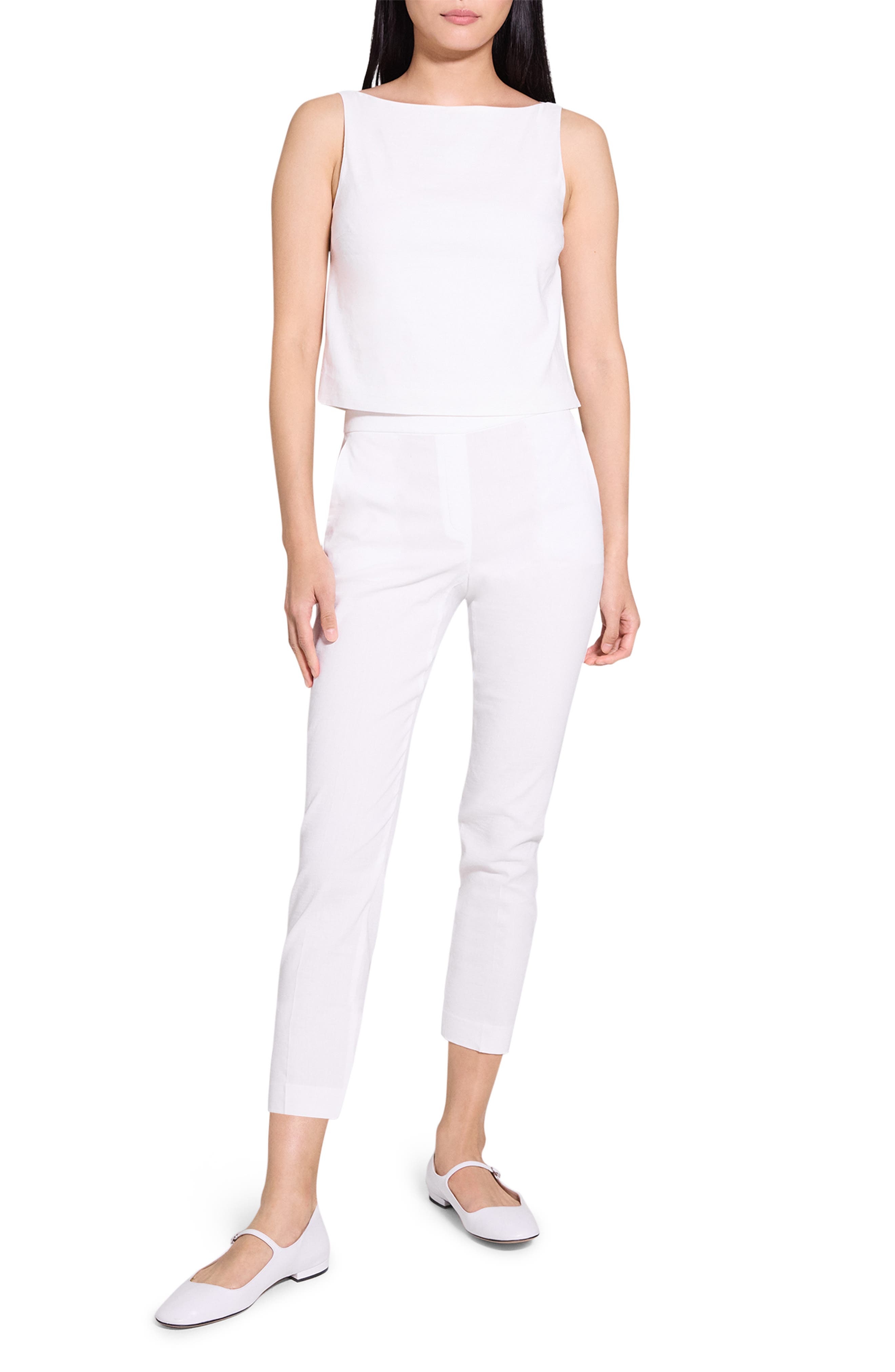 Theory Boat Neck Sleeveless Shell in White at Nordstrom - 8