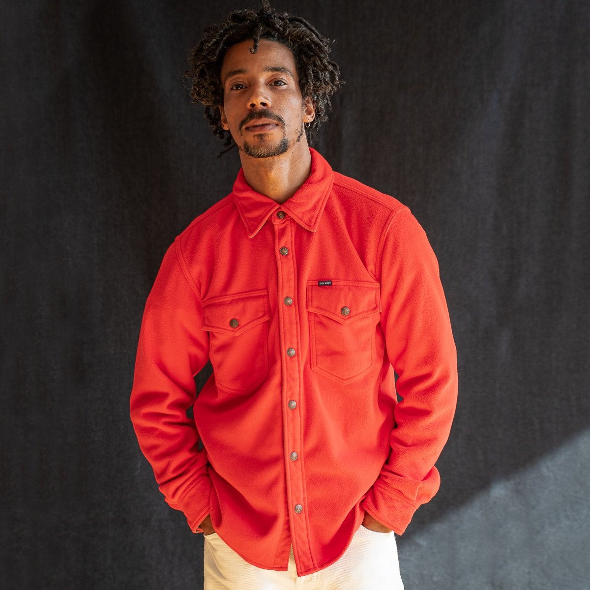 IHSH-287-RED Micro Fleece CPO Shirt - Red - 3