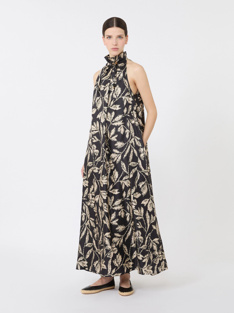 Max Mara CARTONE Printed silk twill dress - BLACK outlook