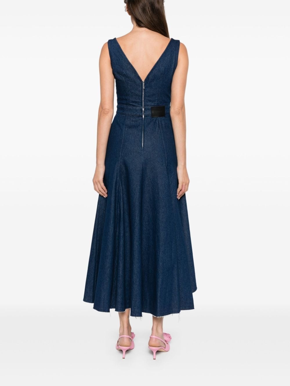 flared denim midi dress - 4