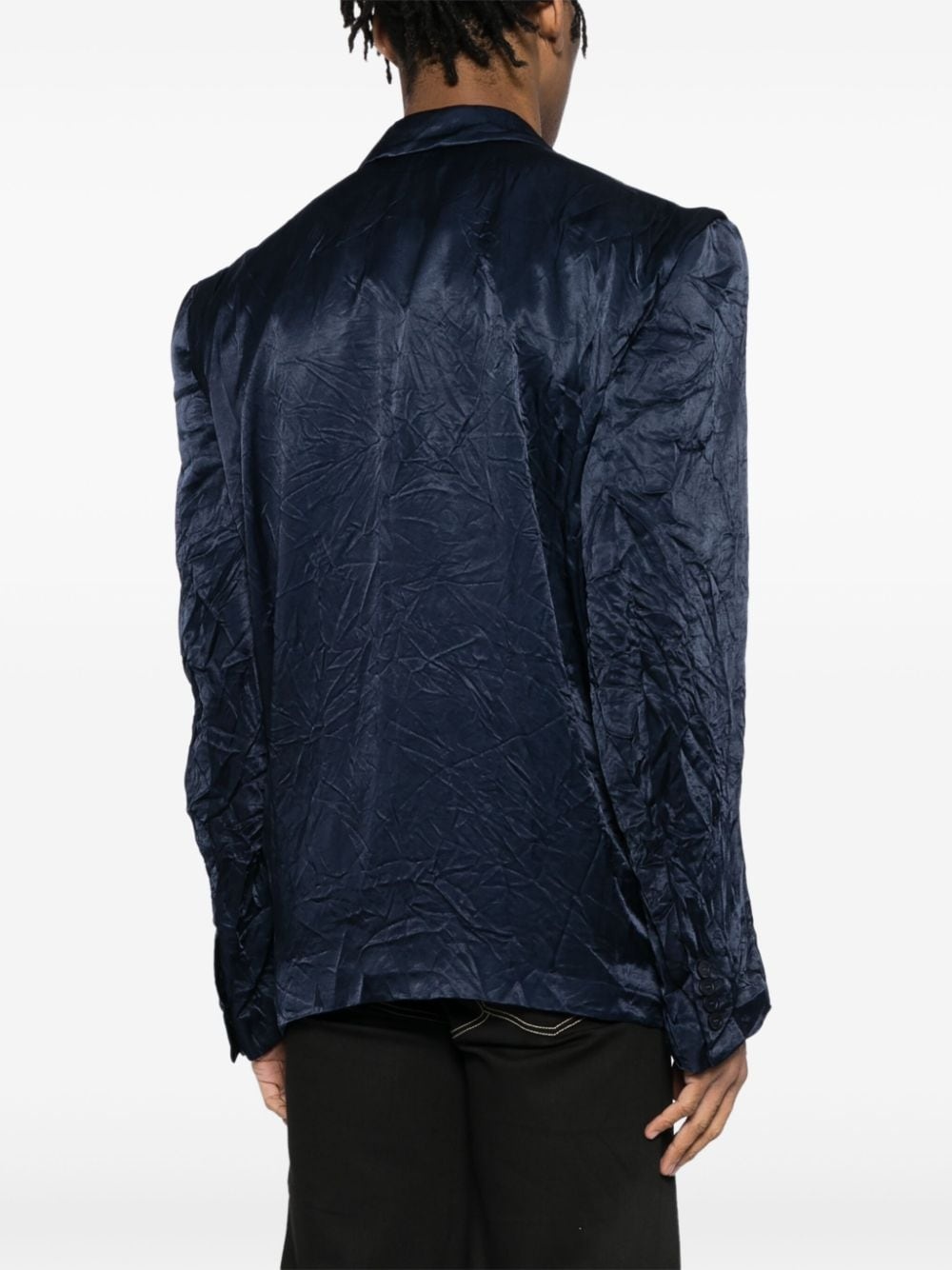 crinkle-effect double-breasted blazer - 4