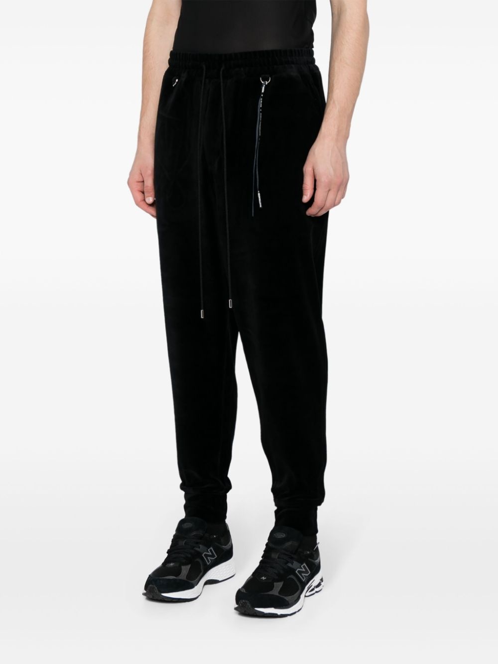 logo-jacquard tapered track pants - 3