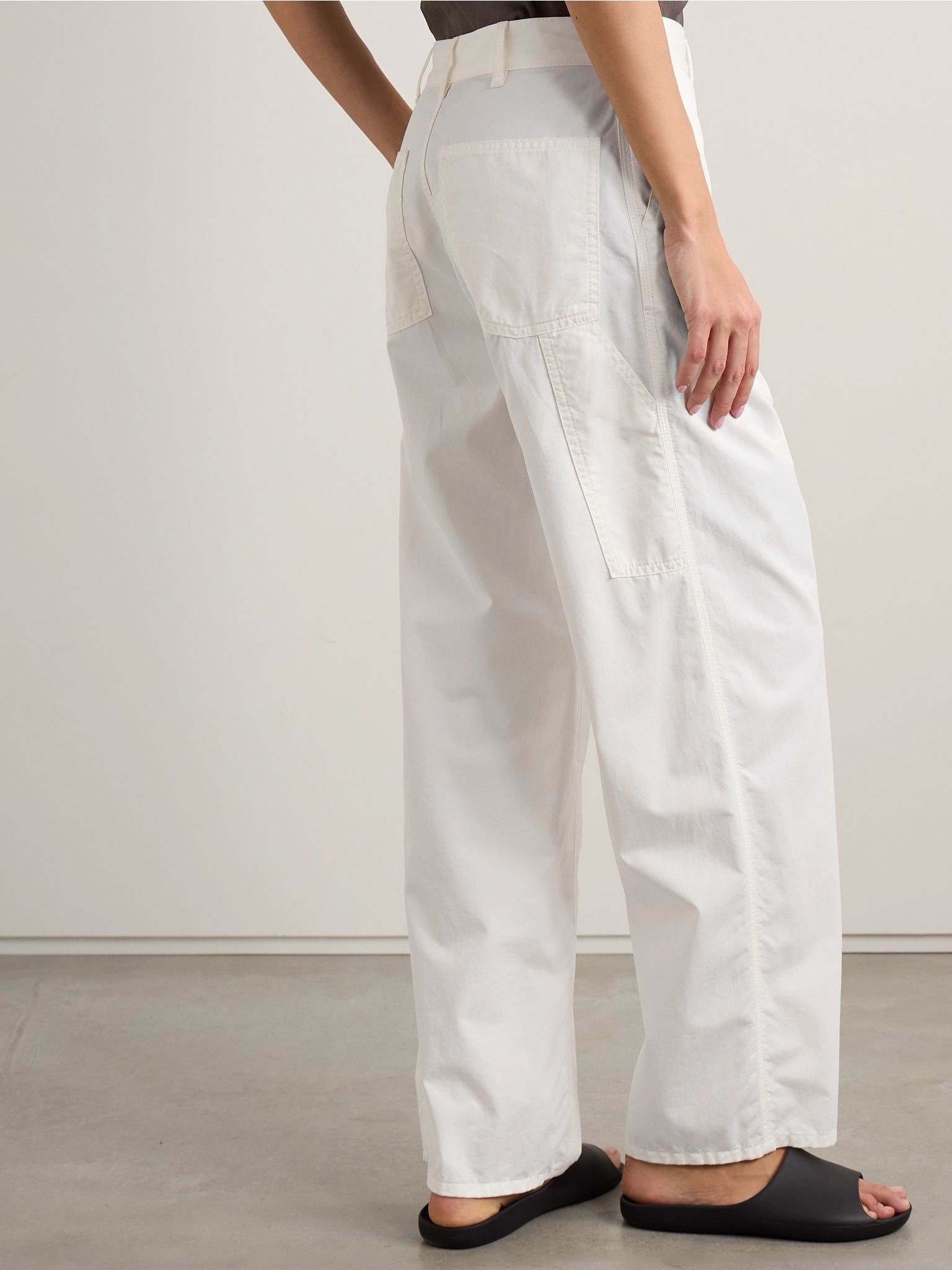 Sharka cotton and cashmere-blend twill wide-leg pants White - 4