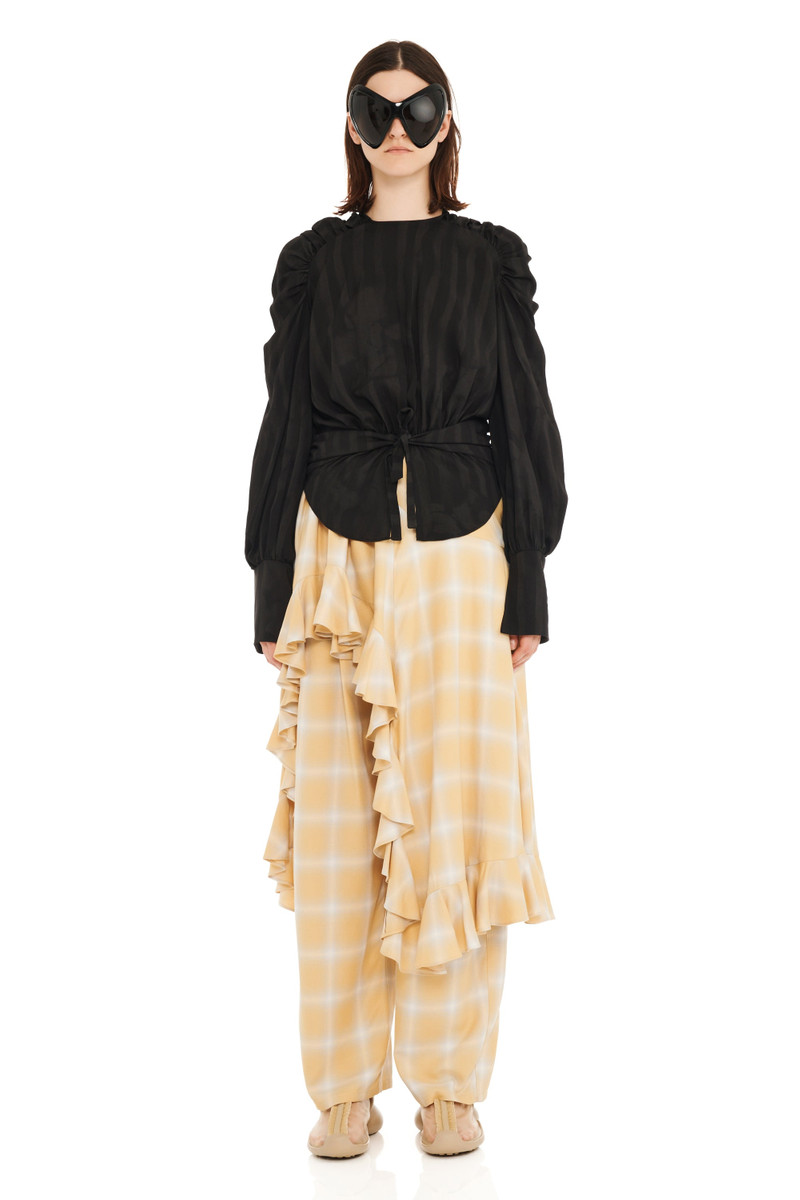 Collina Strada BLACK WAVY FLOWER STRIPE IRIS TOP outlook