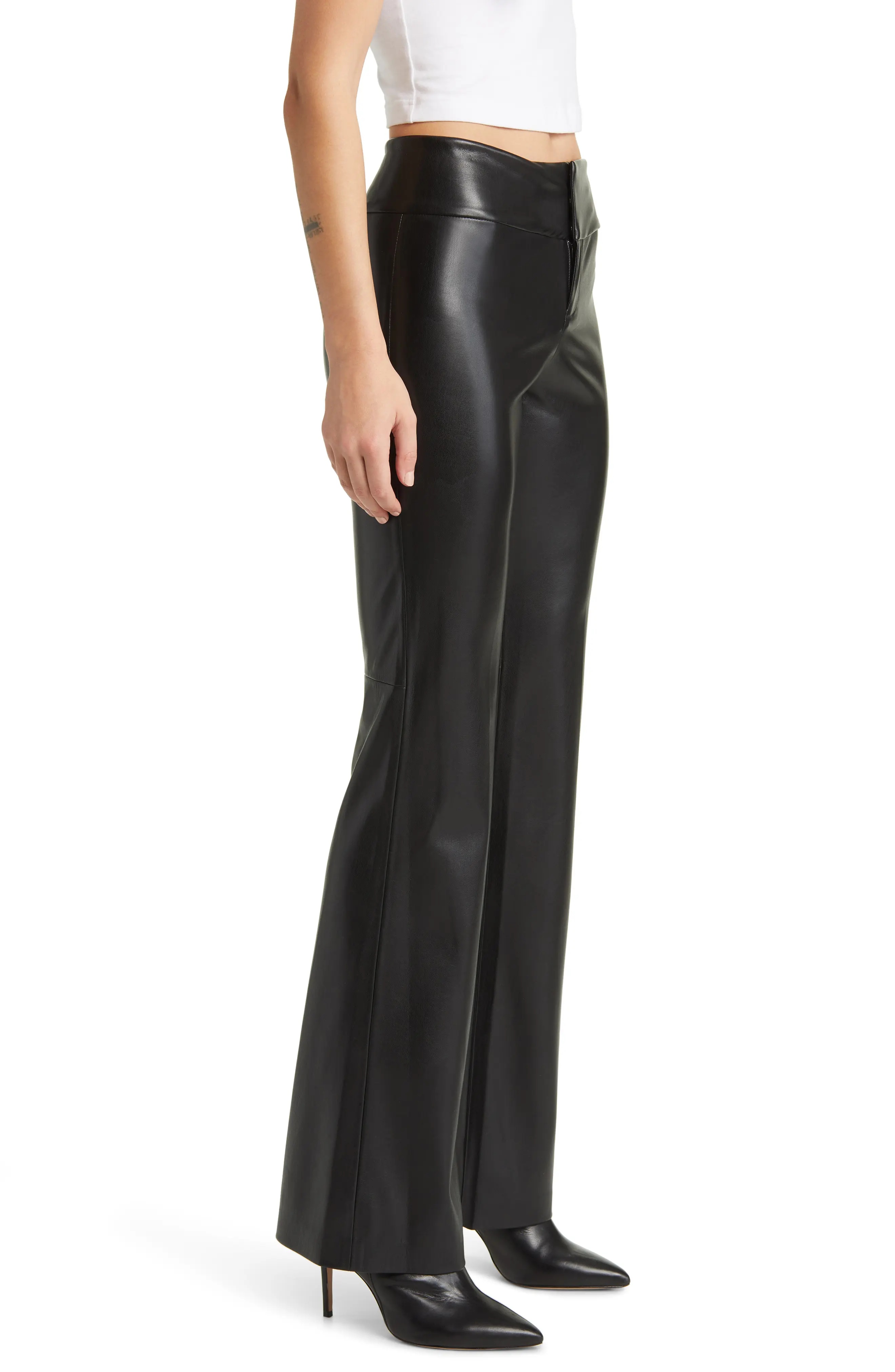 Faux Leather Flare Pants - 3