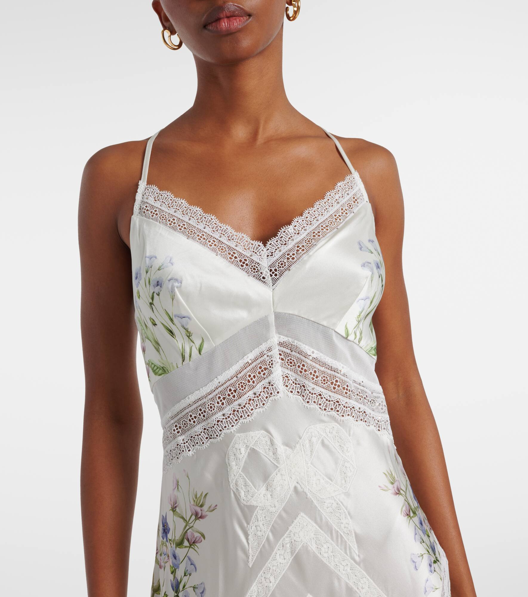 Floral silk satin slip dress - 4