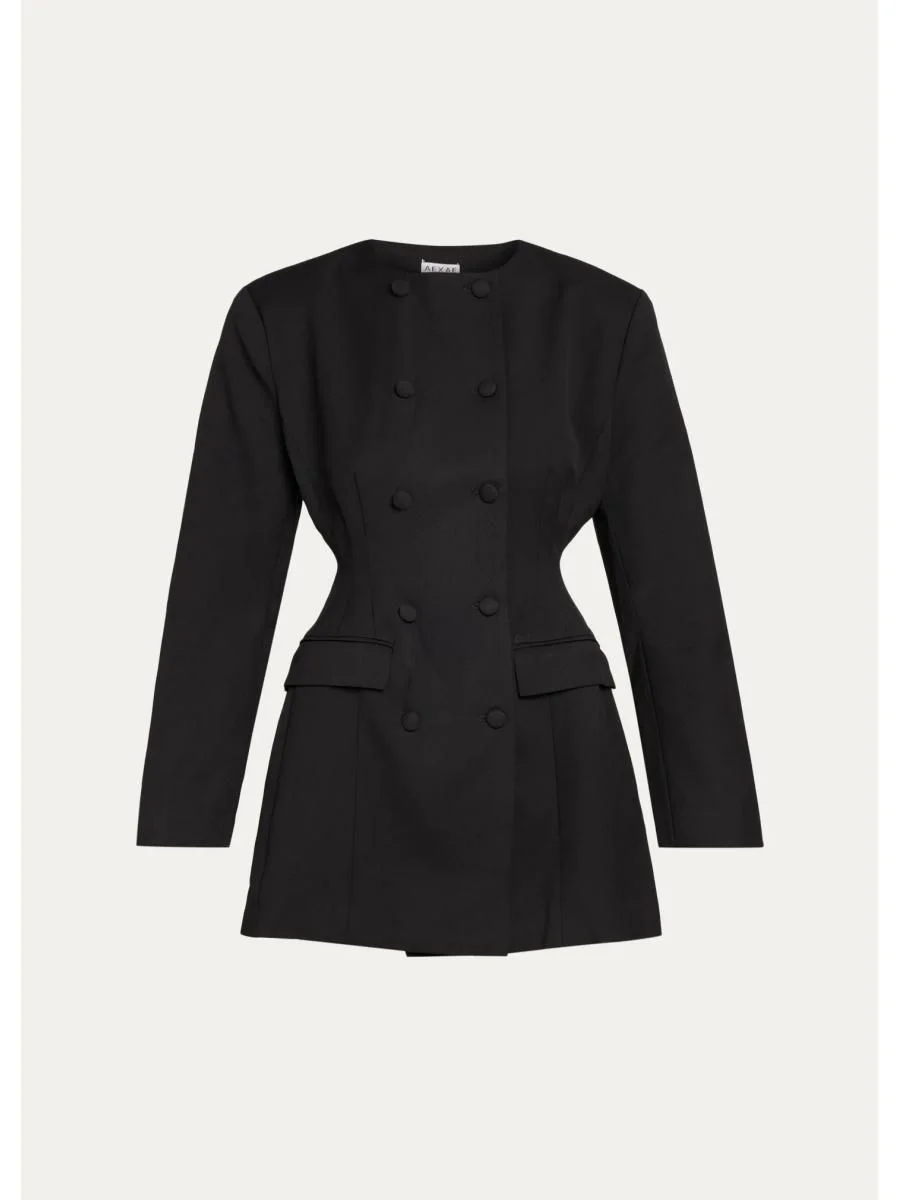 Wool-Silk Contoured Blazer Mini Dress - 1