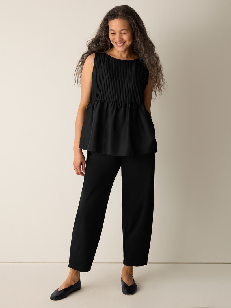 Pleated Silk Bateau Neck Tank 3