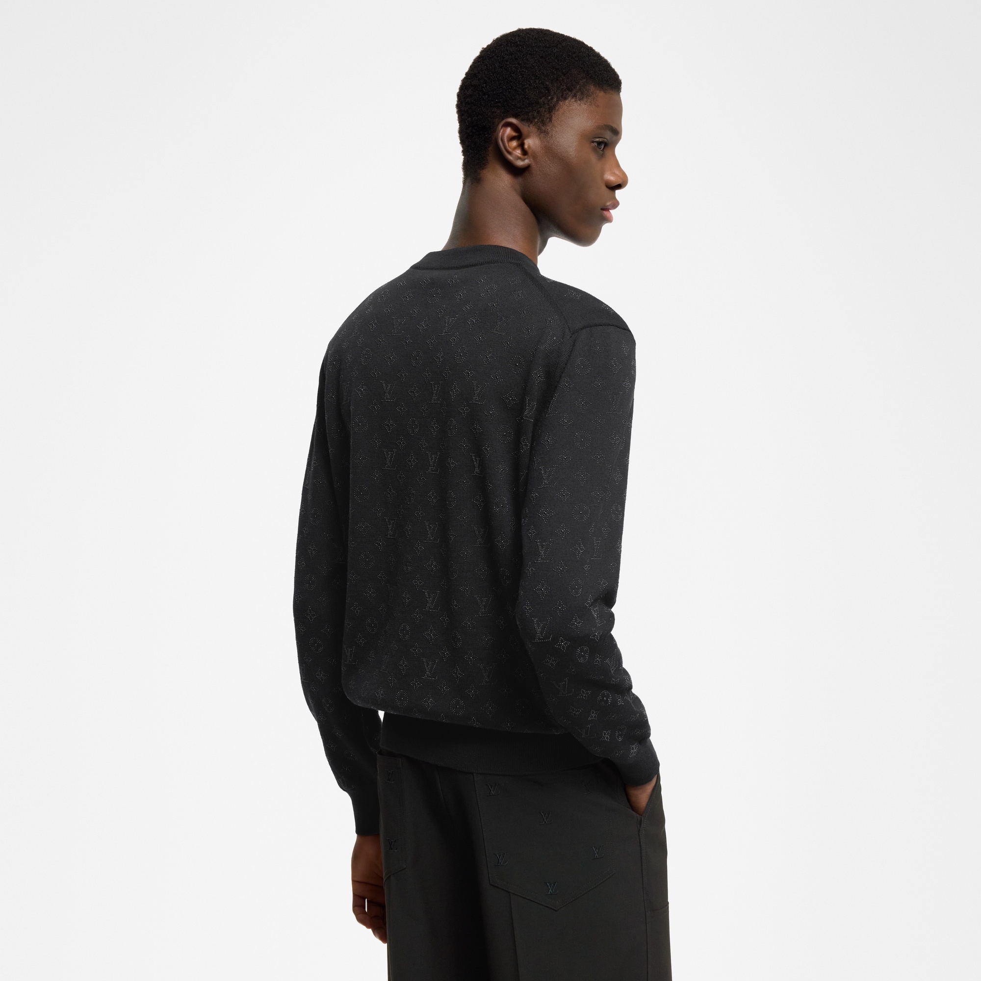 Monogram Embellished Wool Evening Crewneck - 5