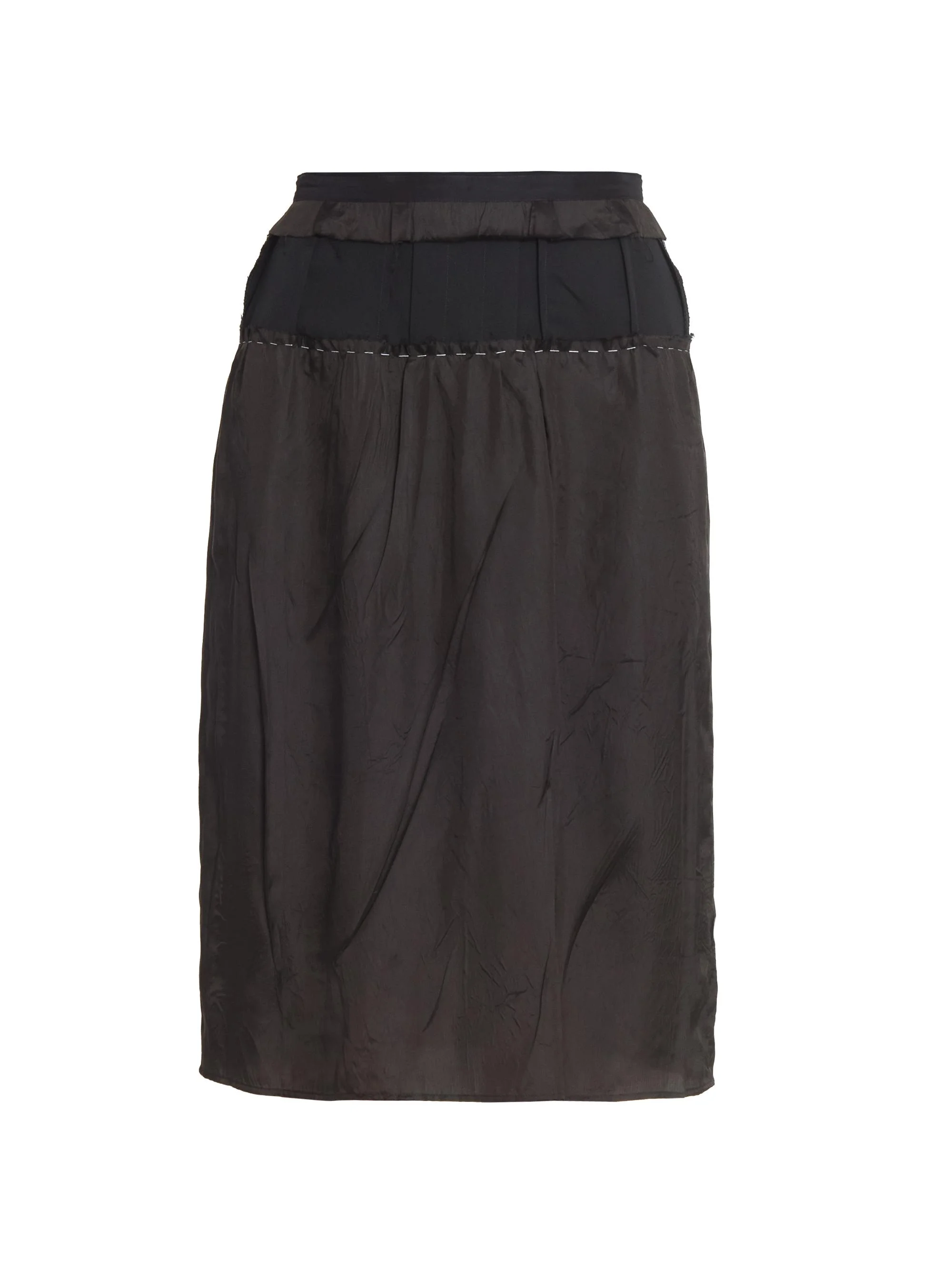 Women's Textured Gabardine Midi-Skirt - Dark Grey - 1