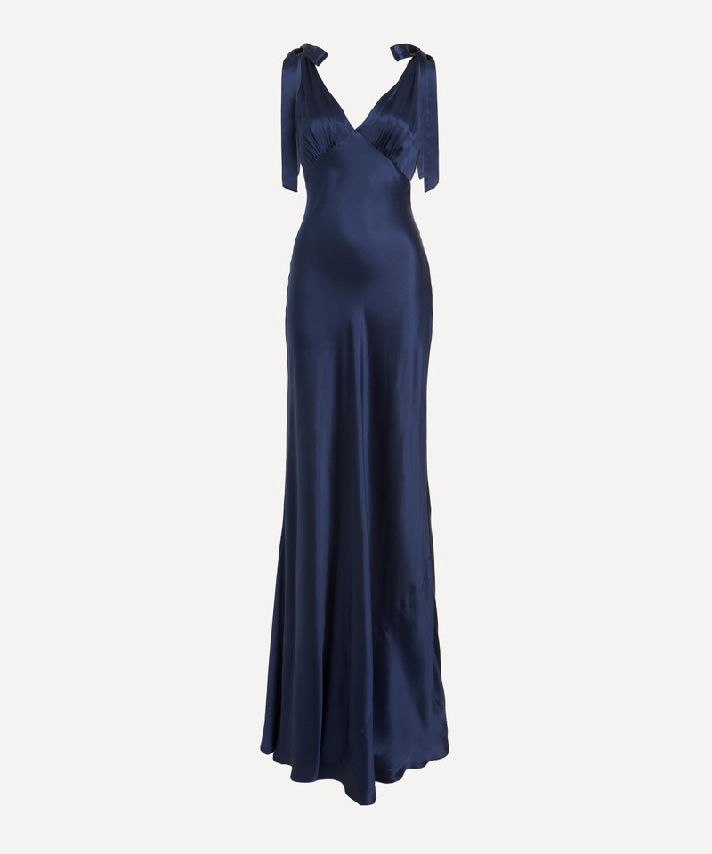 Pernille Navy Silk Maxi Dress 1