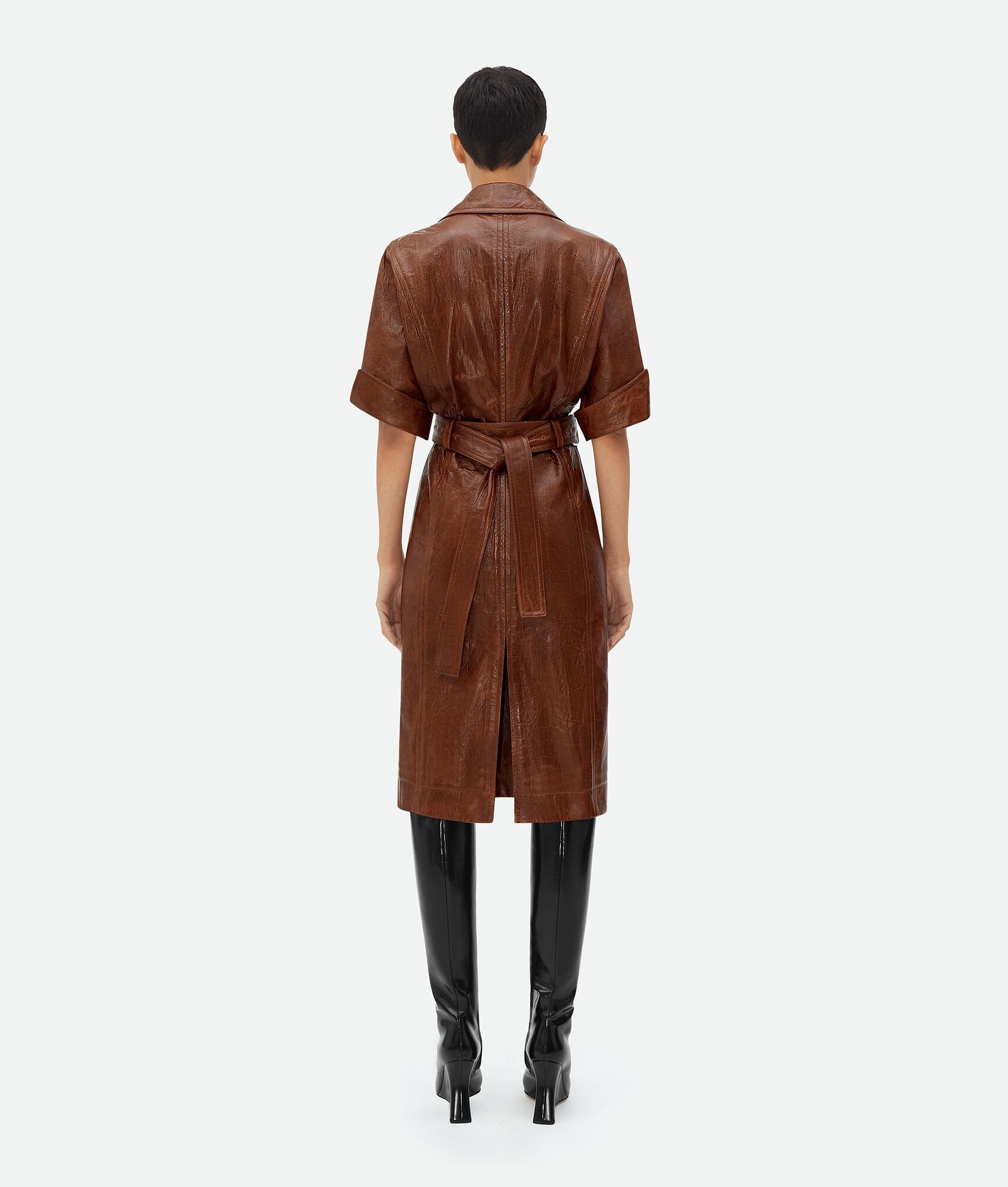 Embossed Leather Midi Dress - 3