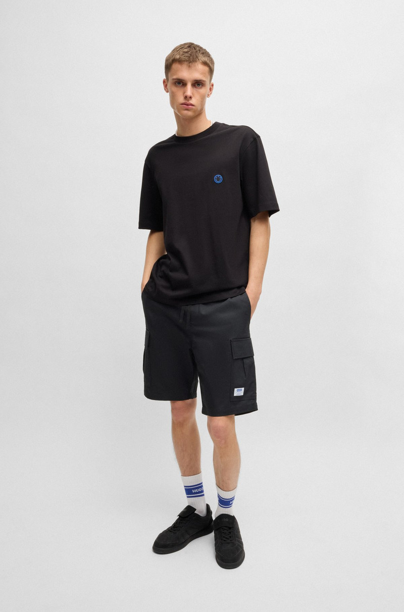 HUGO STRUCTURED-COTTON SHORTS WITH DRAWSTRING AND LOGO PATCH outlook