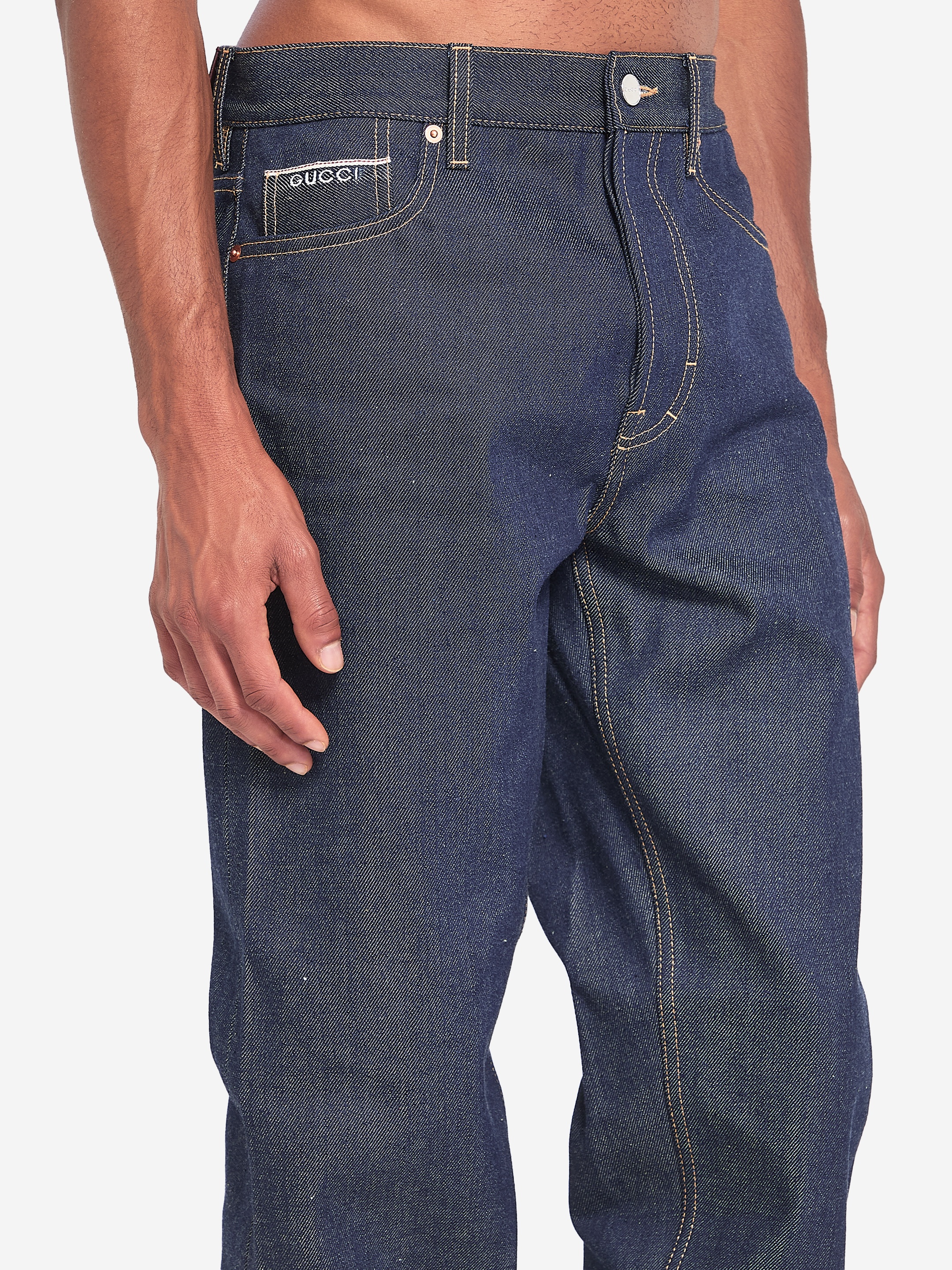 Denim trousers with hem details - 4