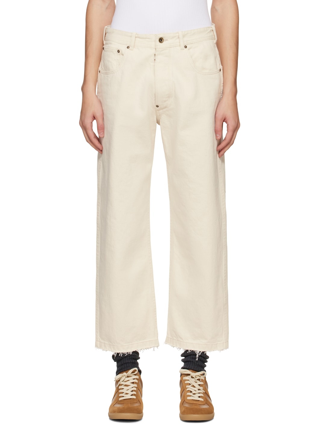 Off-White Frayed Jeans - 1