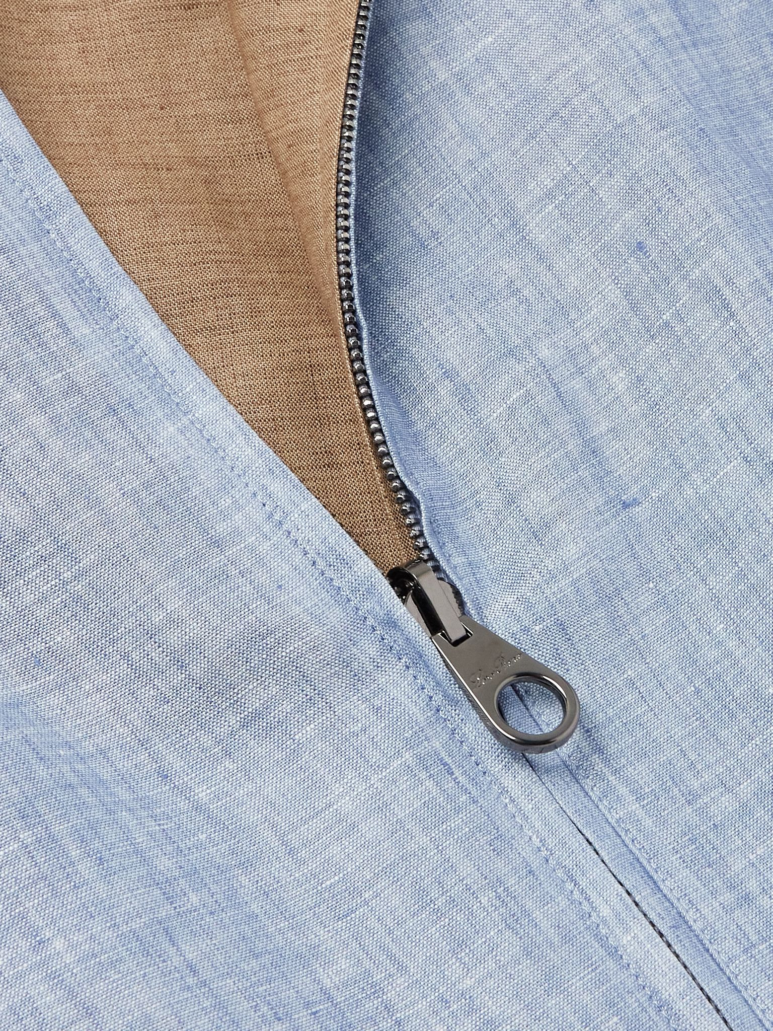 Reversible Linen Bomber Jacket Sky blue - 5