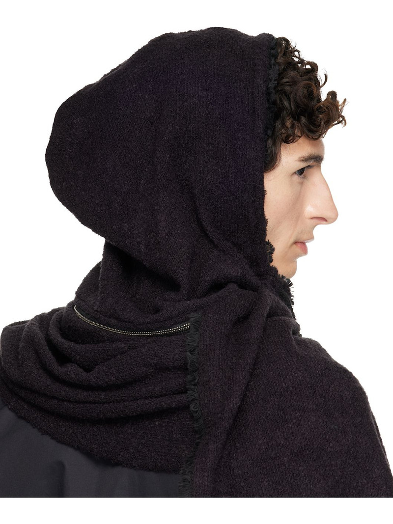 SSENSE Exclusive Black Hooded Zip Scarf 3
