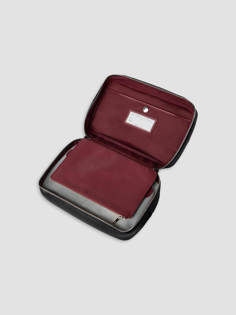 Grained Leather Travel Beauty Case - Black 4