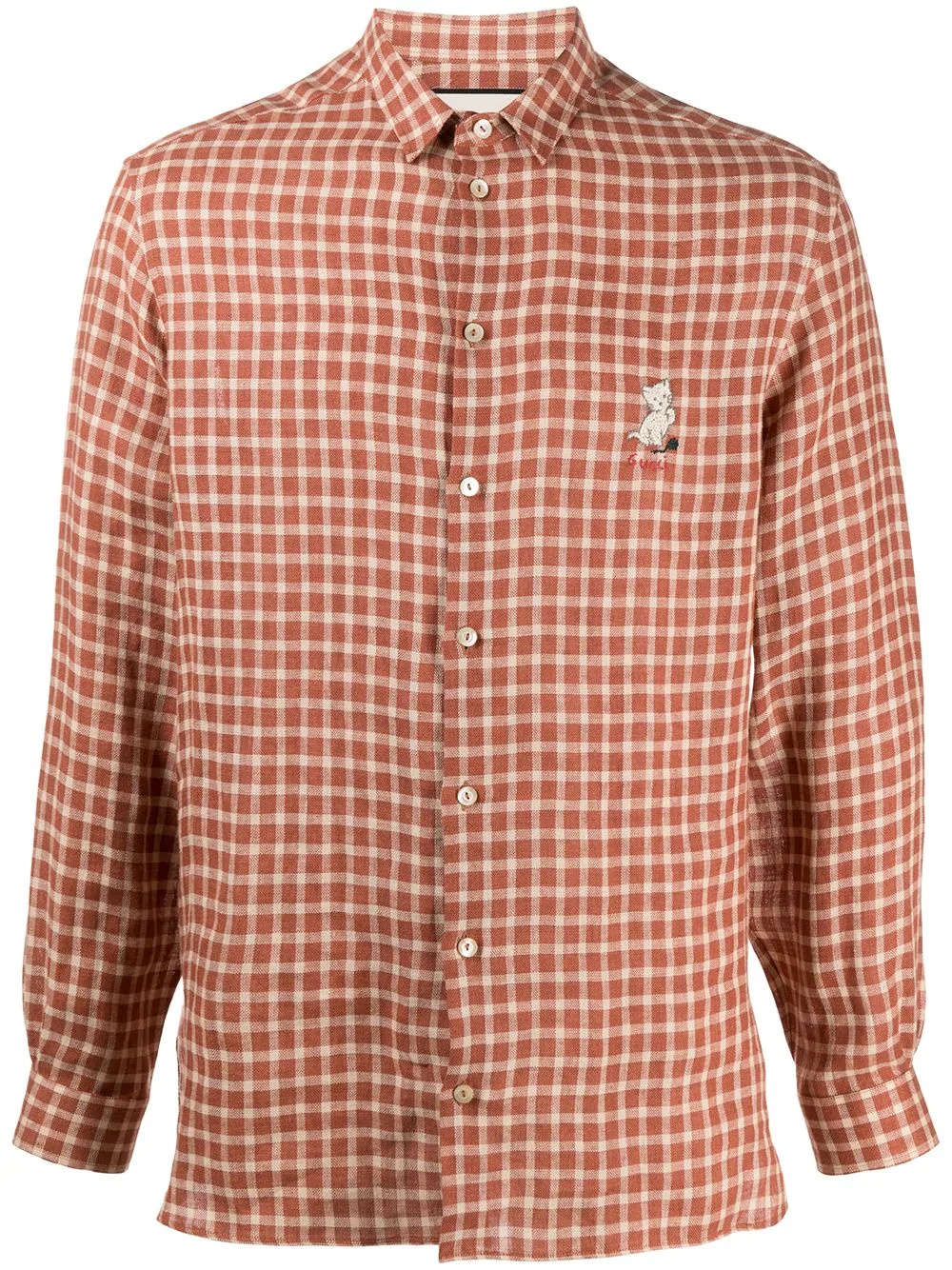 cat patch checked shirt  - 1