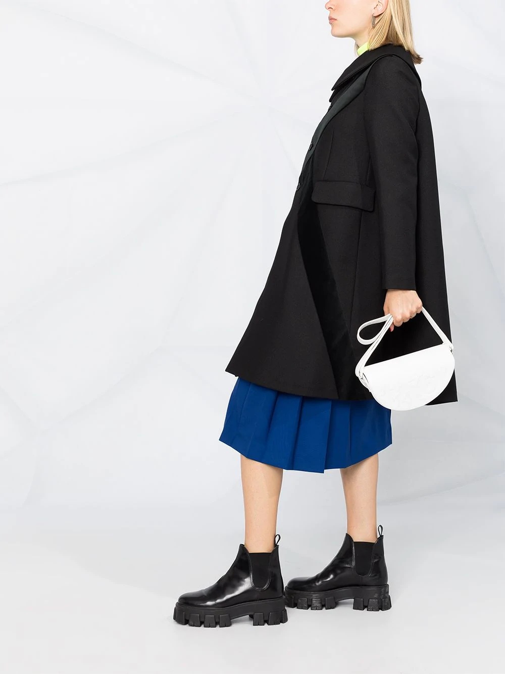 contrast cross pea coat - 6