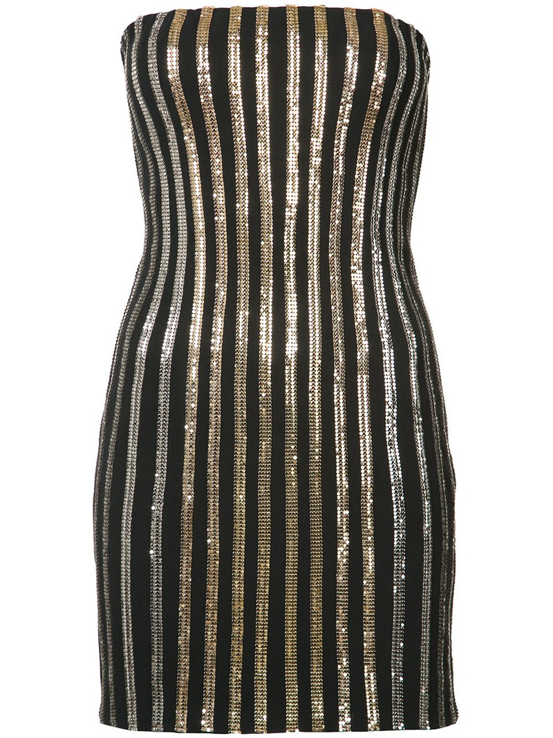 glitter stripe strapless dress 1